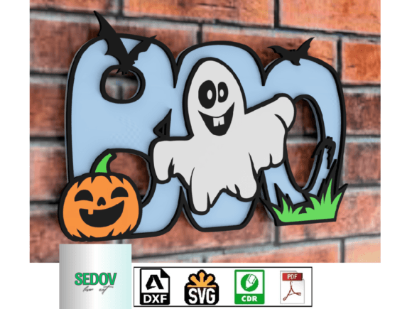 Download Laser Cut Sign BOO 3D Door or Wall Sign - Premium Resources