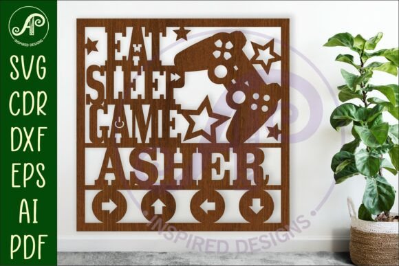 Download Gamer Themed Name Laser Cut Sign &amp; Card - Premium Bundle