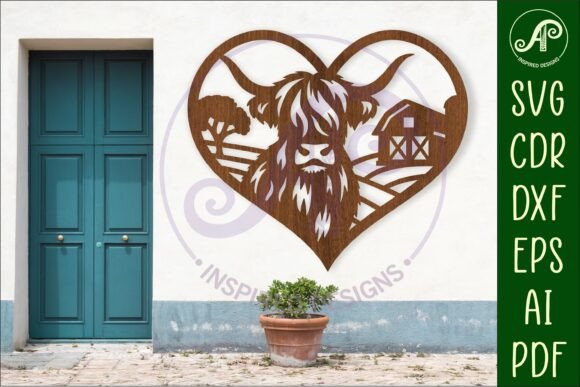 Download Highland Cow Farm Heart Laser Cut Sign - Laser cut sign Collection