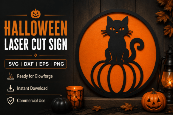 Download Halloween Cat Laser Cut Sign SVG - Laser cut sign Collection