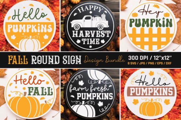 Download Farmhouse Fall Round Sign SVG Bundle - Fall round sign svg Collection