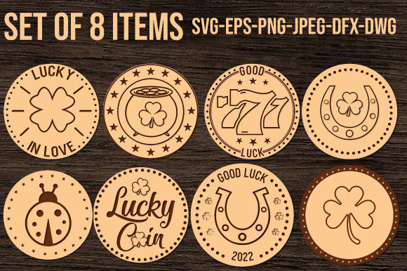 Download Lucky Coins Laser Cut Files Set - Cut files Collection