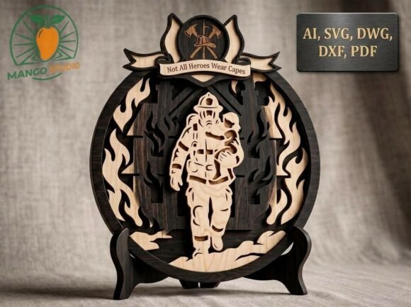 Download Firefighter Hero 3D 3mm Laser Cut Sign - Laser cut sign Collection